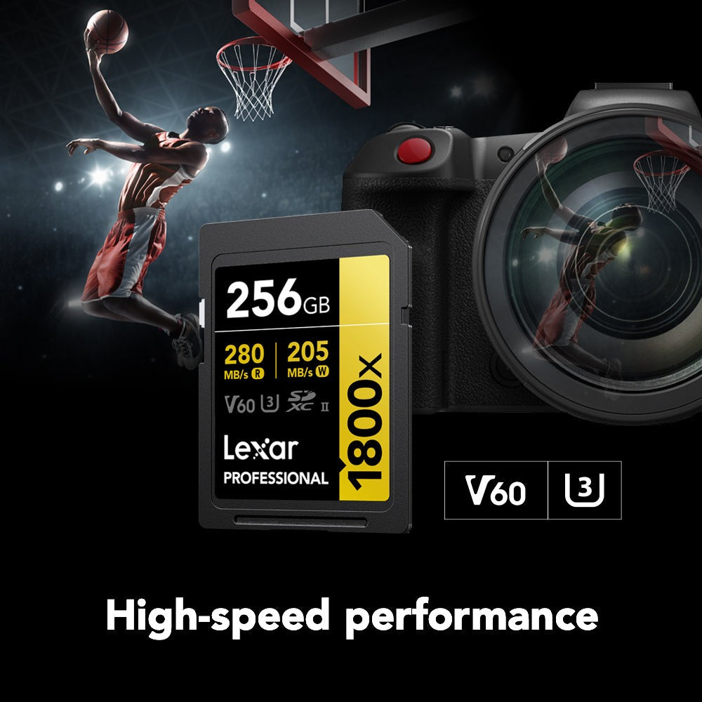 Lexar 256GB Professional 1800x UHS-II SDXC Memory Card (GOLD Series)