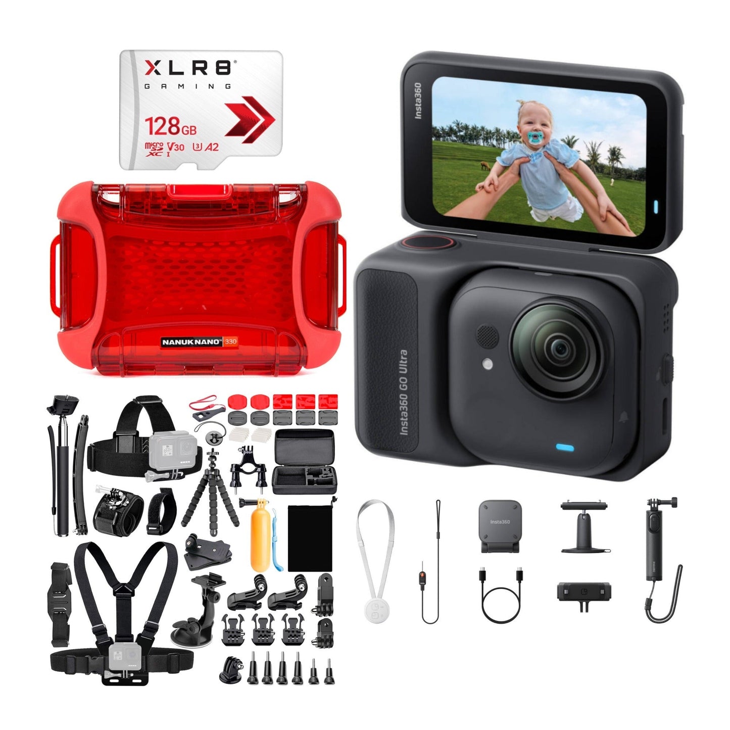 Insta360 GO Ultra Creator Bundle (Black) with 128GB Memory Card and Accessories