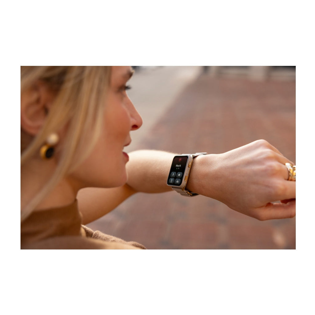 Garmin Venu X1 GPS Smartwatch (Soft Gold Titanium Case, French Gray Nylon Band)