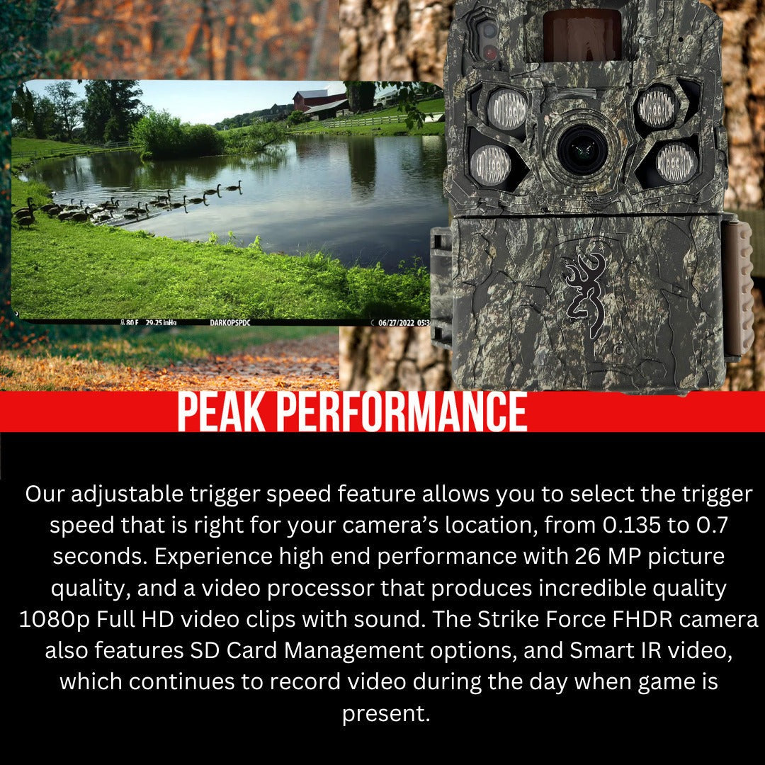 Browning Trail Cameras Strike Force FHDR with Gen 2 Night Optics System with Memory Card Bundle