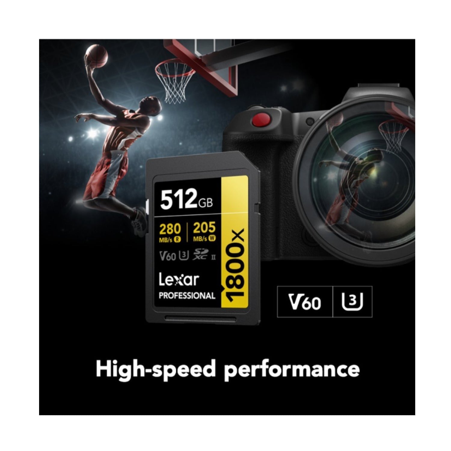 Lexar 512GB Professional 1800x UHS-II SDXC Memory Card (GOLD Series)