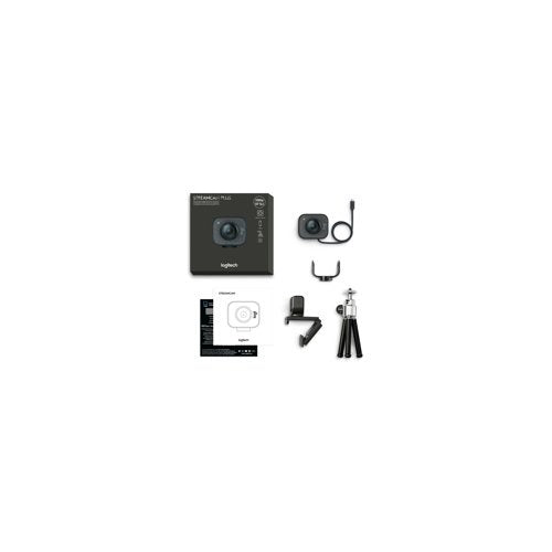 Logitech StreamCam Plus Webcam with Tripod (Graphite), USB Hub, and Ring Light