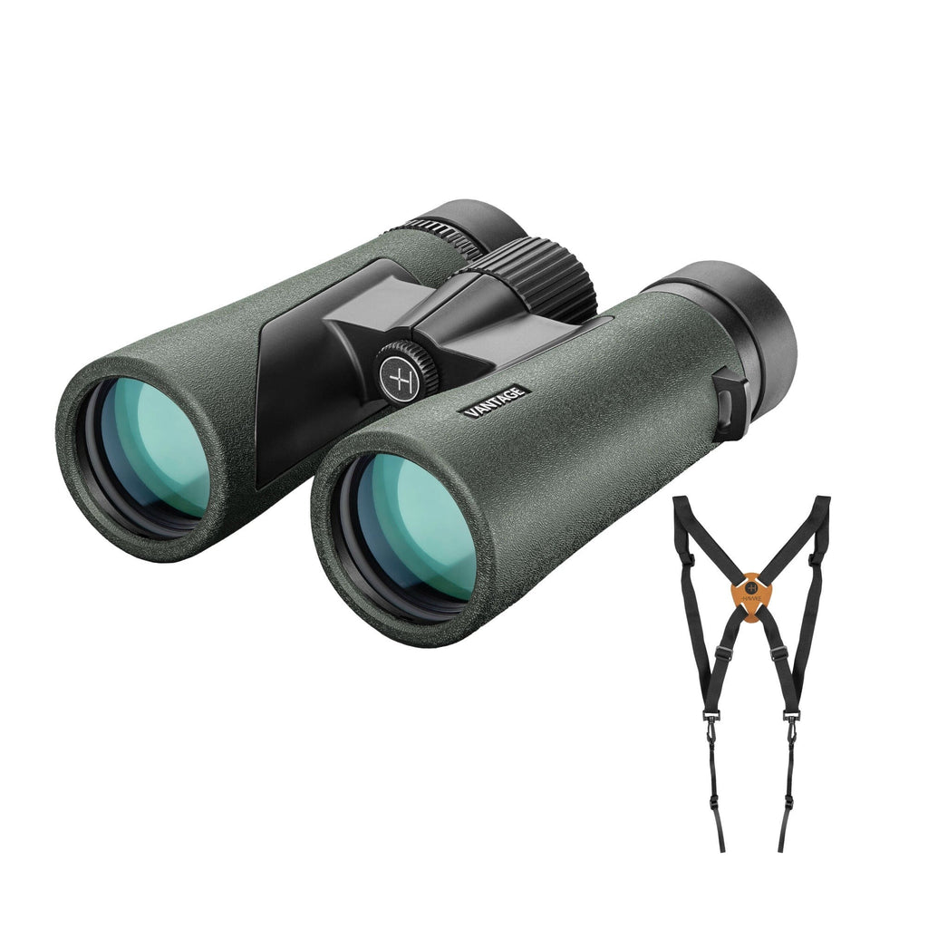 Hawke Sport Optics 10x42 Vantage Binoculars (Green) with Harness Strap Bundle
