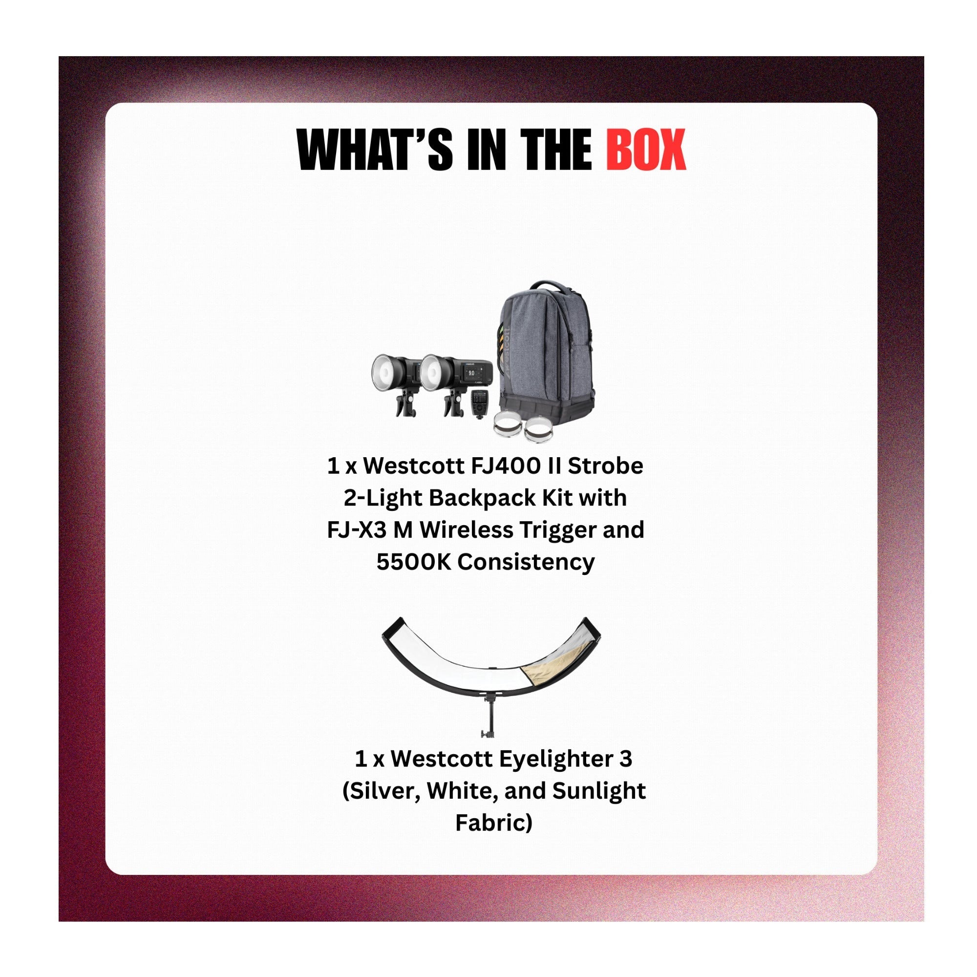 Westcott FJ400 II Strobe 2-Light Backpack Kit with FJ-X3 M Multi-Brand Wireless Trigger Bundle