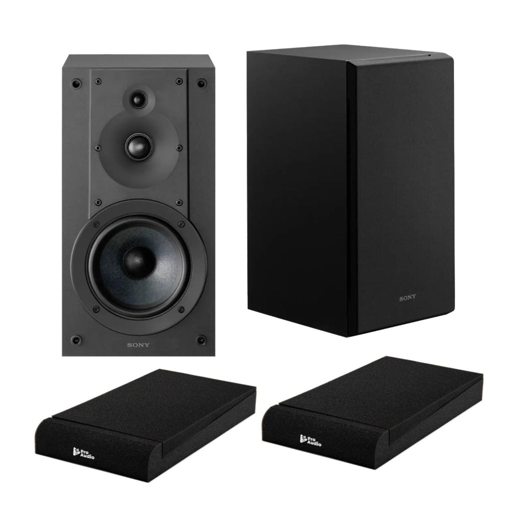 Sony SSCS5M2 3-Way 3-Driver Bookshelf Speaker System (Black) Bundle with Isolation Pads