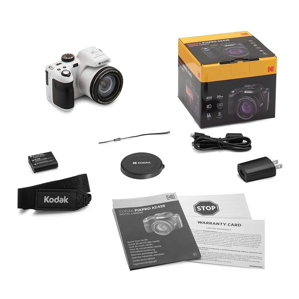 Kodak PIXPRO AZ425 Astro Zoom 20MP Digital Camera with 42x Optical Zoom (White)