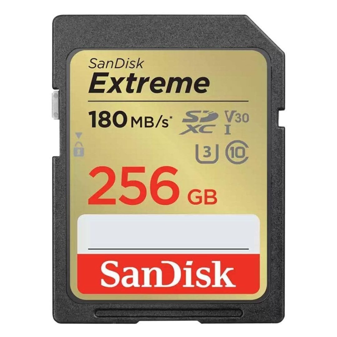 SanDisk Extreme SDXC UHS-I Memory Card with 180MBPS Read Speed, 130MBPS Write Speed (256GB, Black)