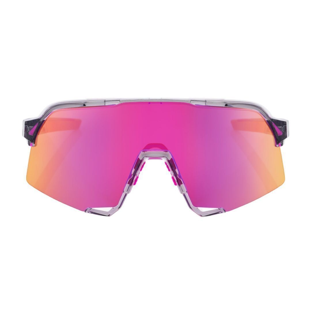 100% S3 Sunglasses Polished Grey Purple Mirror Lens