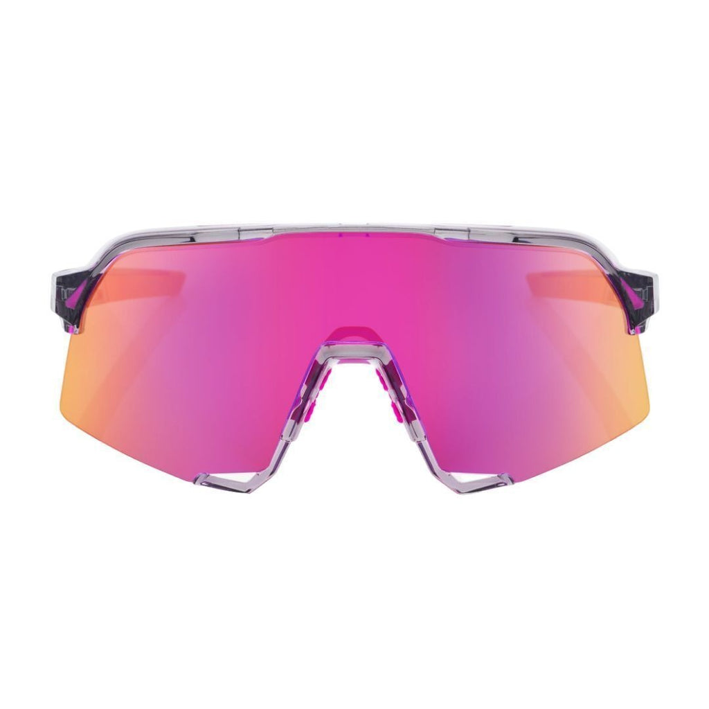100% S3 Sunglasses Polished Grey Purple Mirror Lens