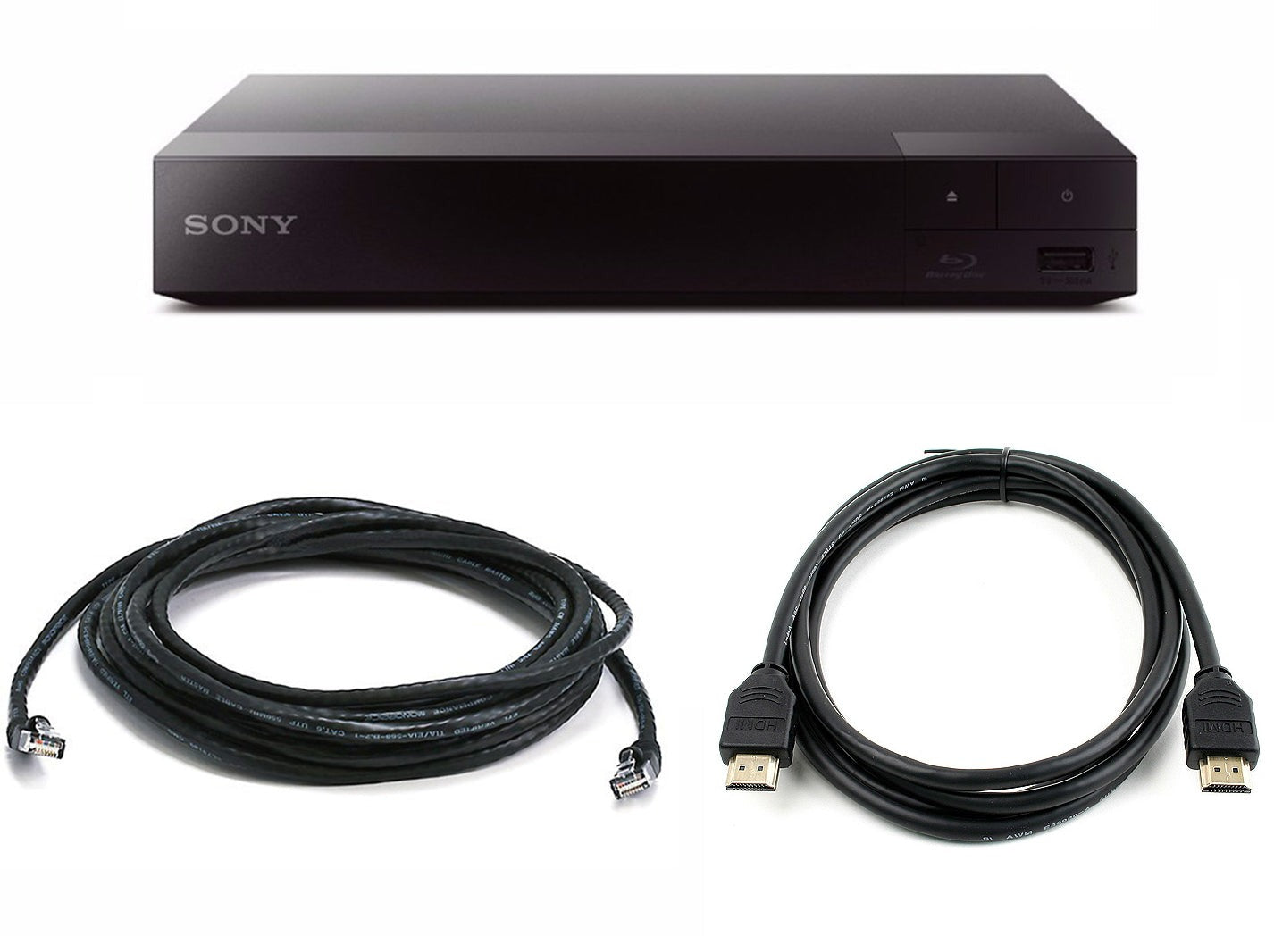 Sony BDP-S1700 Blu-Ray Disc Player Bundle with HDMI Cable, Ethernet Network Patch Cable (Black)