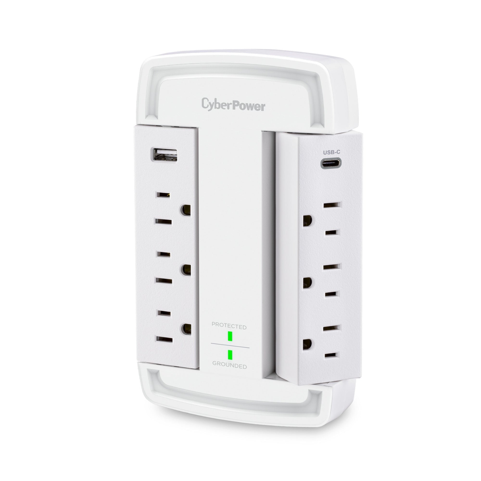 CyberPower CSP6WSUC 2400J Surge Protector with 6 Swivel Outlets & 2 USB Charging Ports