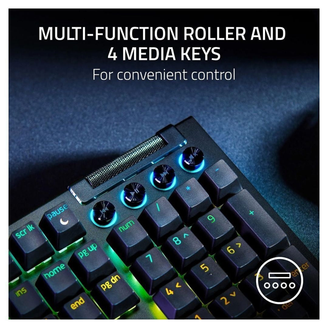 Razer BlackWidow V4 Green Switch Gaming Keyboard, RZ03-04690200, 104 Keys, Black (Certified Refurbished)