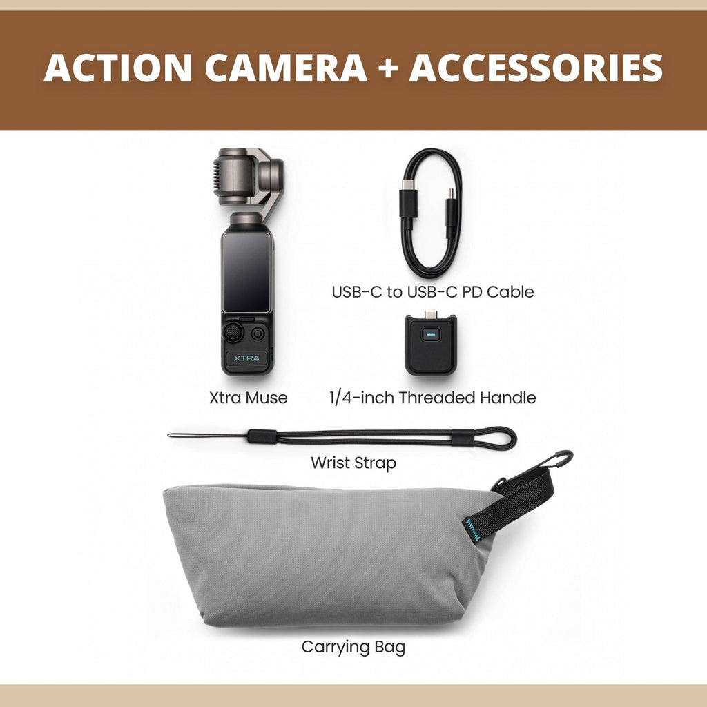 Xtra Muse Gimbal Action Camera with 4K/60fps Video Recording and Smart Tracking