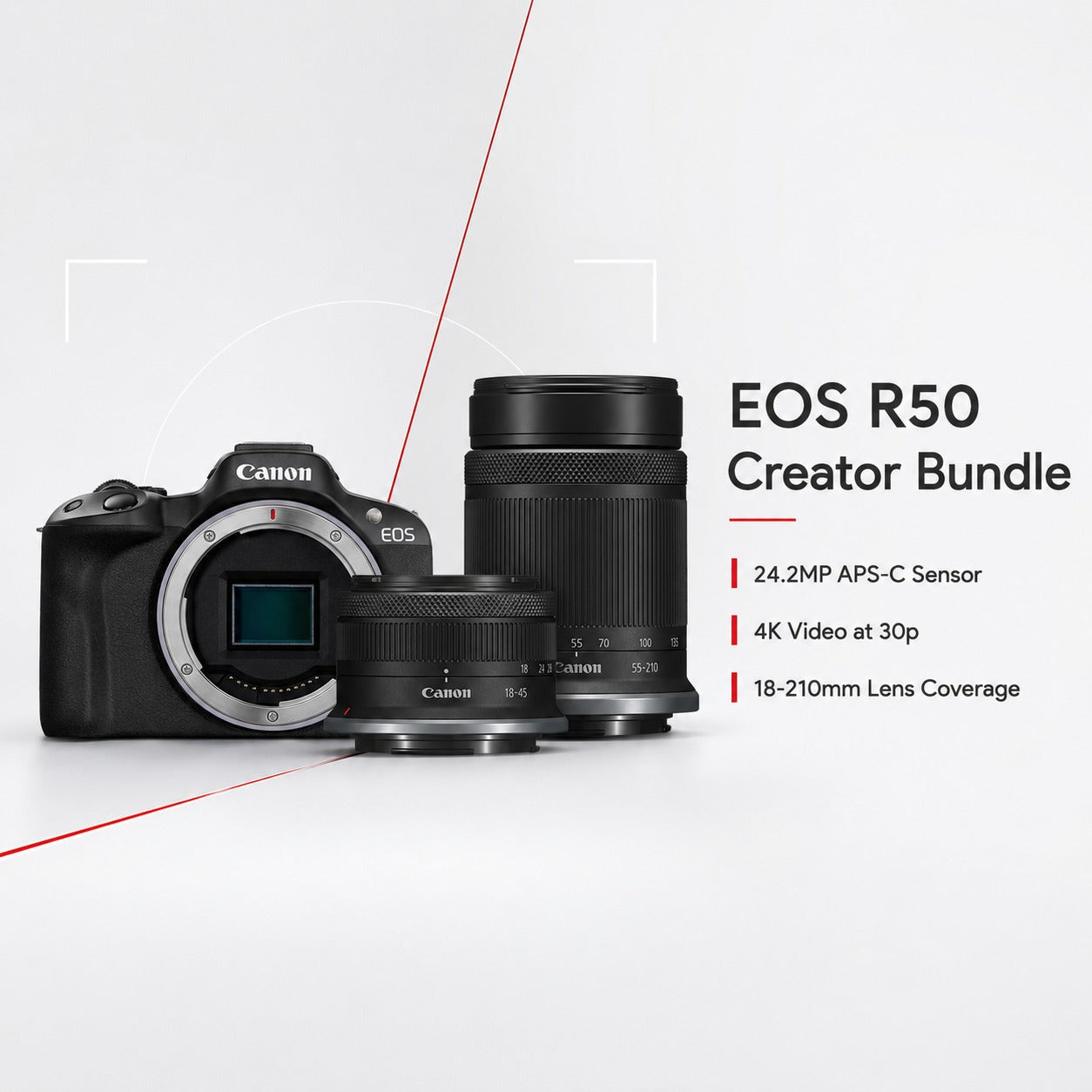 Canon EOS R50 Mirrorless Camera with 18-45mm and 55-210mm Lenses Bundle