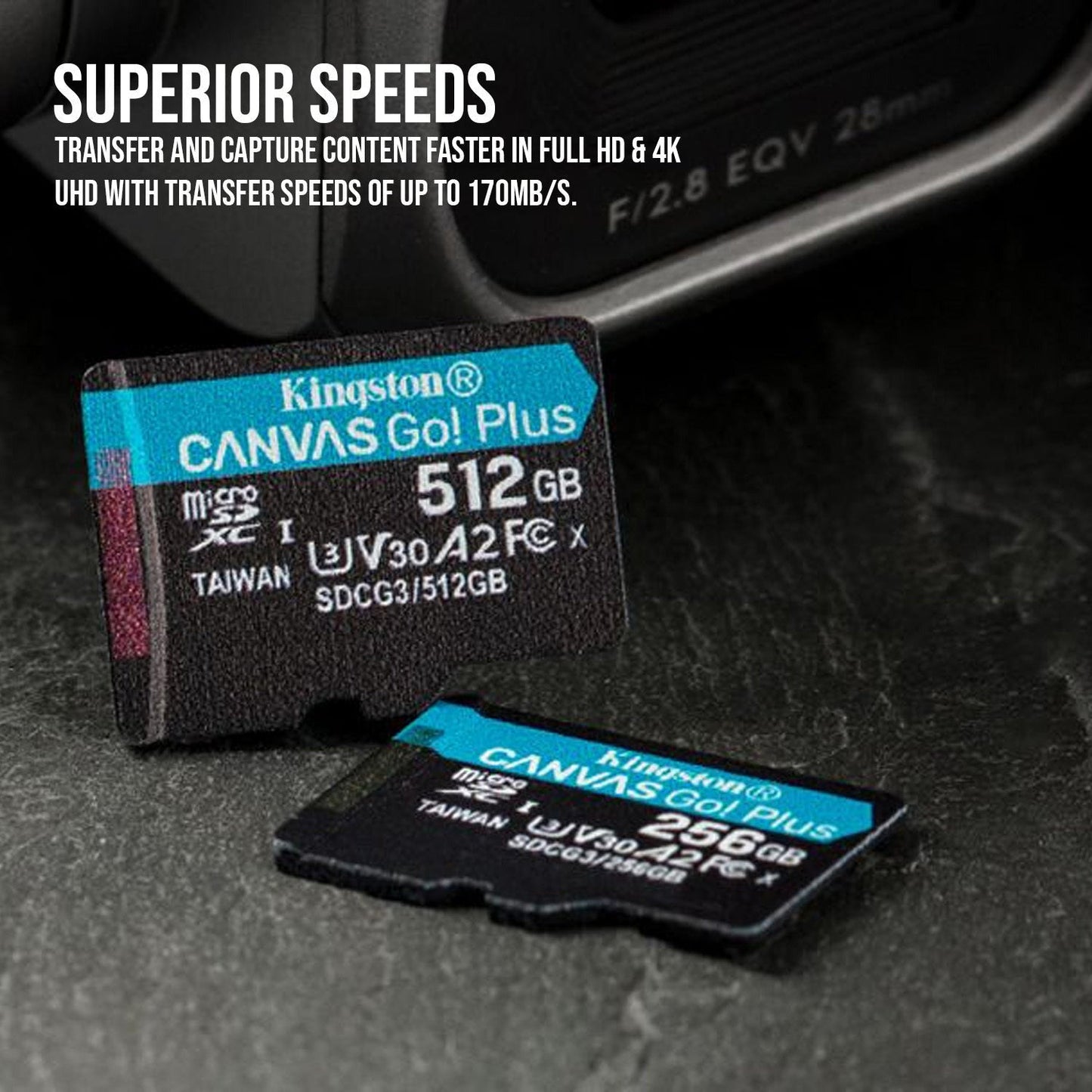 Kingston 256GB MicroSDXC Canvas Go Plus Memory Card (2-Pack) Bundle with USB 3.2 SD Card Reader