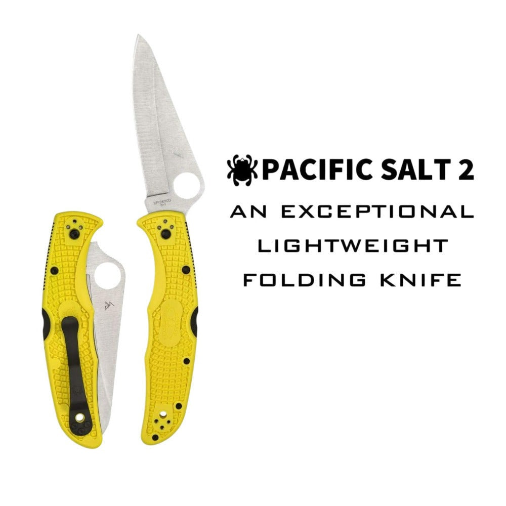 Spyderco Pacific Salt 2 Yellow Folding Knife with H1 PlainEdge Blade