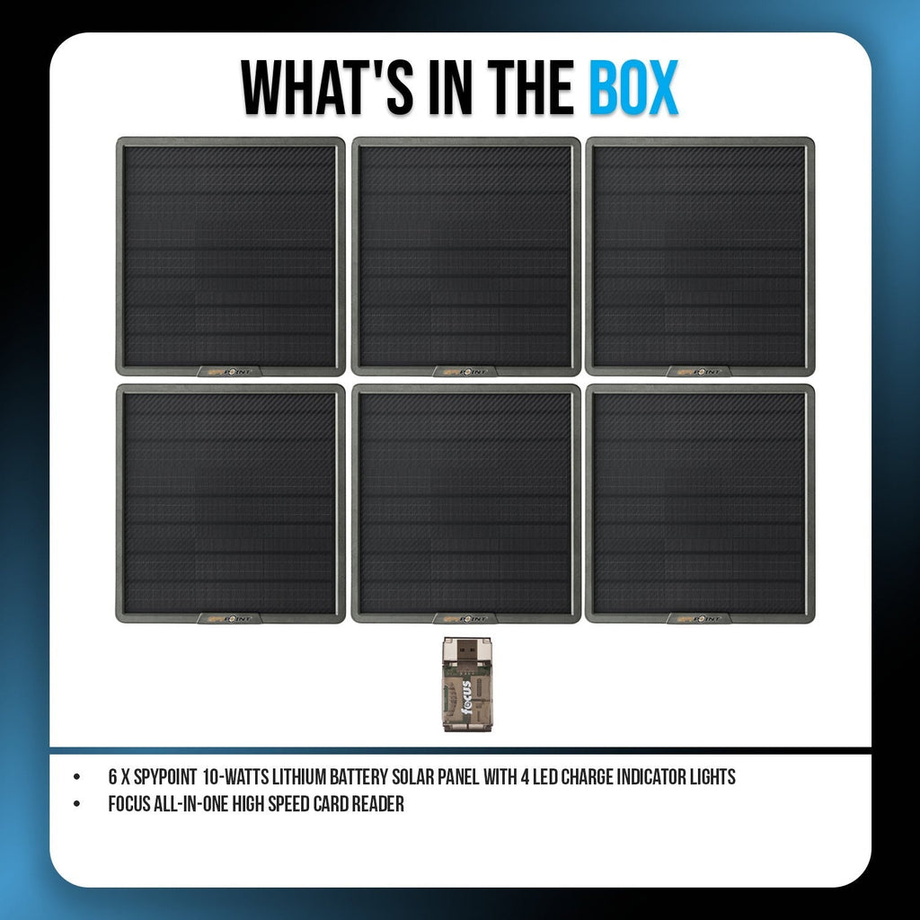 Spypoint 10-Watts Lithium Battery Solar Panel with 4 LED Charge Indicator and Card Reader Bundle