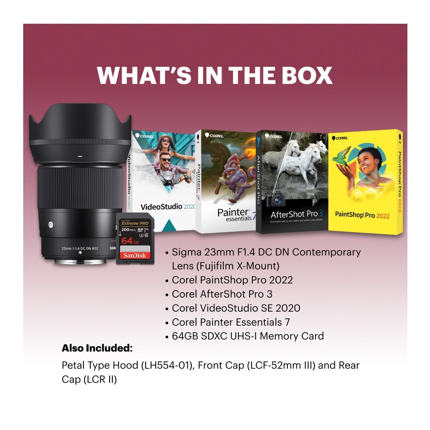 Sigma 23mm F1.4 DC DN Contemporary Lens (Fujifilm X-Mount) Bundle