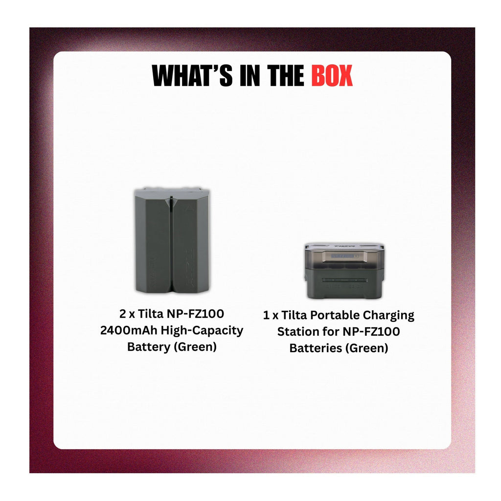 Tilta NP-FZ100 2400mAh High-Capacity Battery (Green, 2-Pack) Bundle