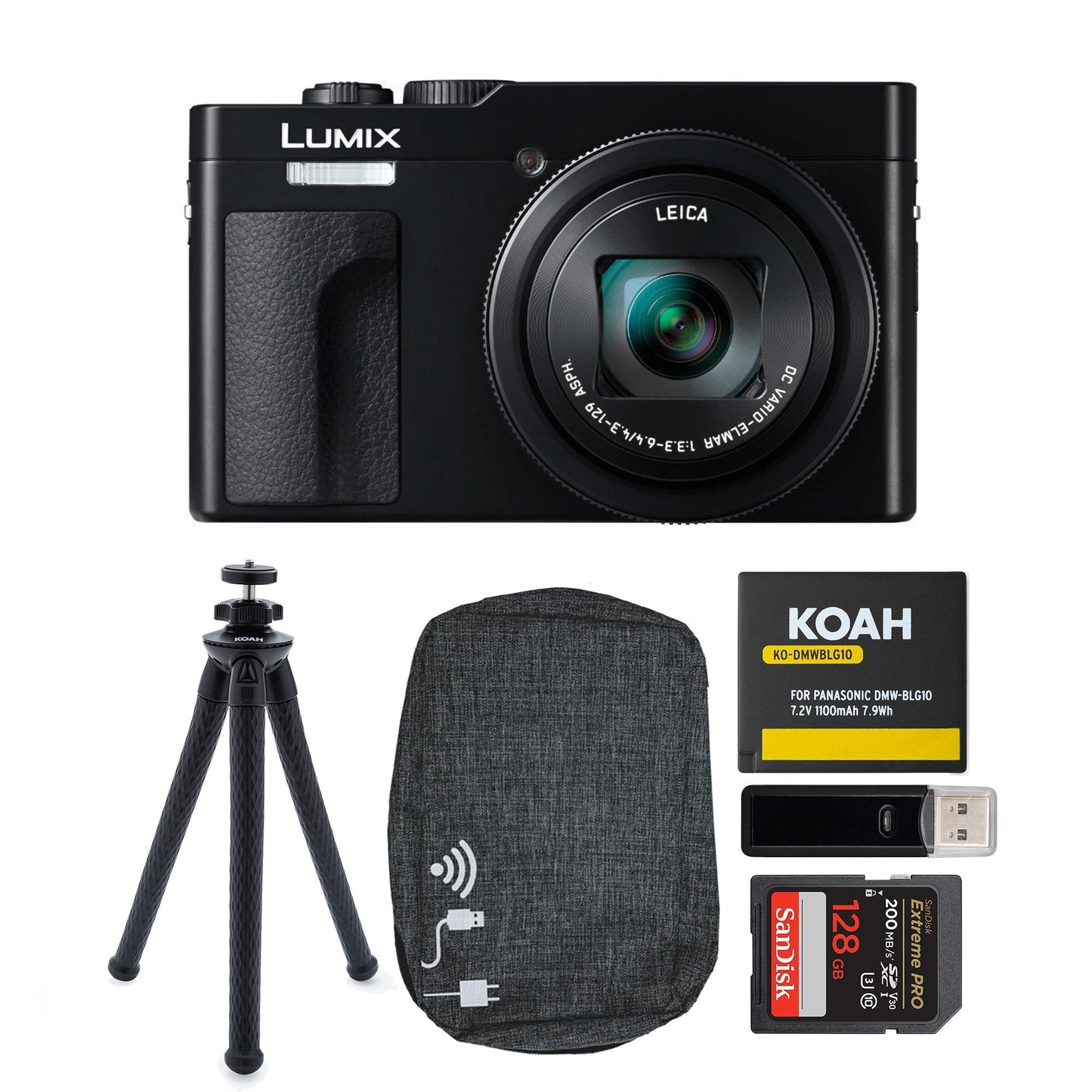 Panasonic LUMIX ZS99 30x Zoom Point Compact Digital Camera (Black) and Memory Card Bundle