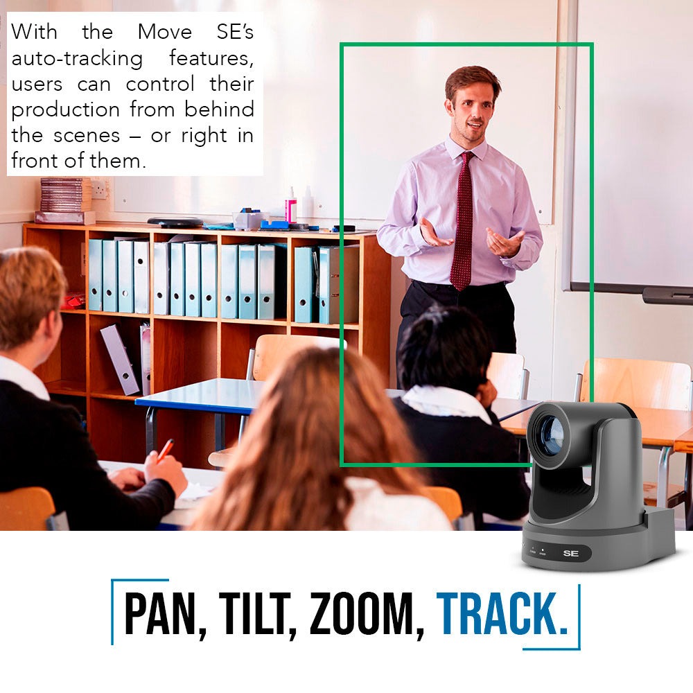 PTZOptics Move SE 30x 1080p Full HD Advanced PTZ Auto-Tracking Zoom Camera (Gray, 3-Pack) Bundle