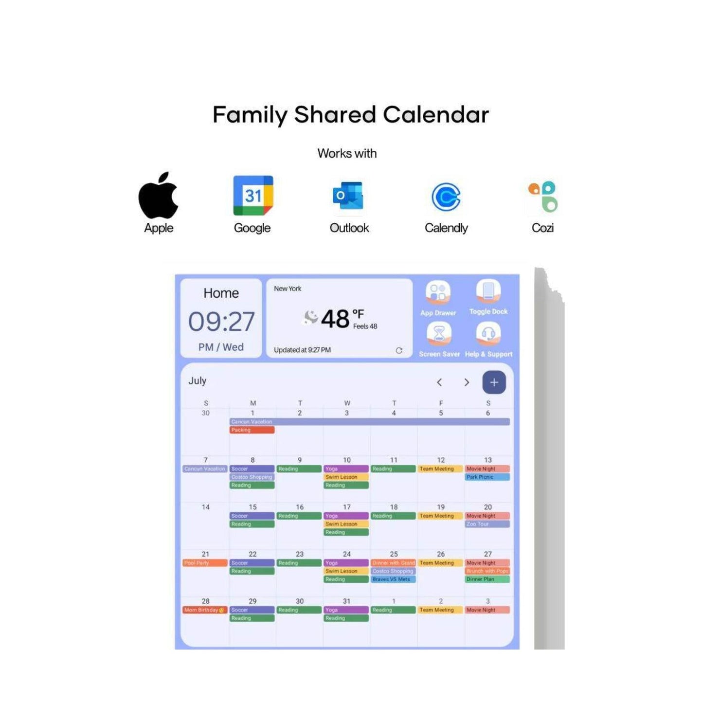 Cozyla Calendar Plus Gen 2 24-Inch LCD Touchscreen Family Calendar (White) (Open Box)