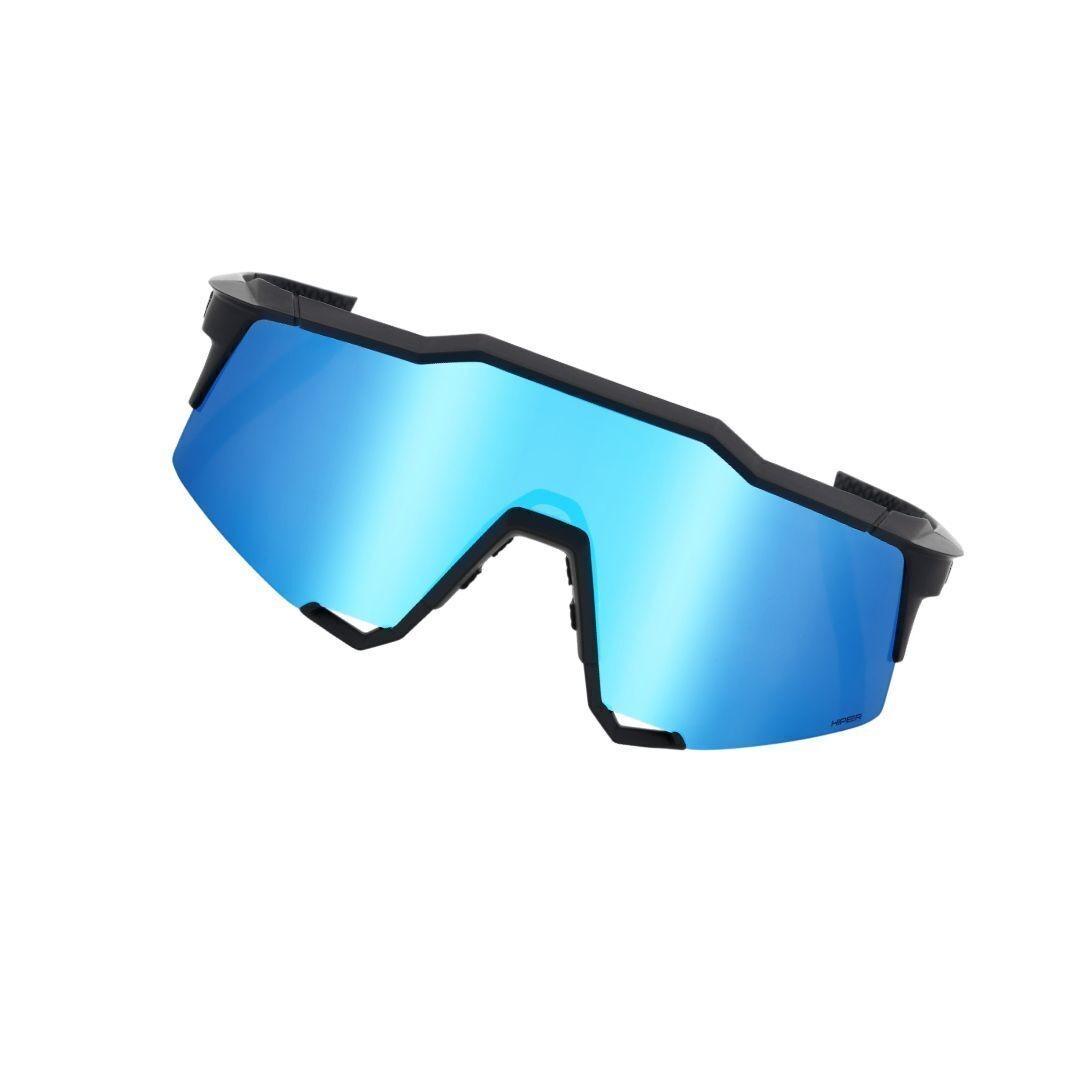 100% Speedcraft Sunglasses Matte Black HiPER Blue Lens