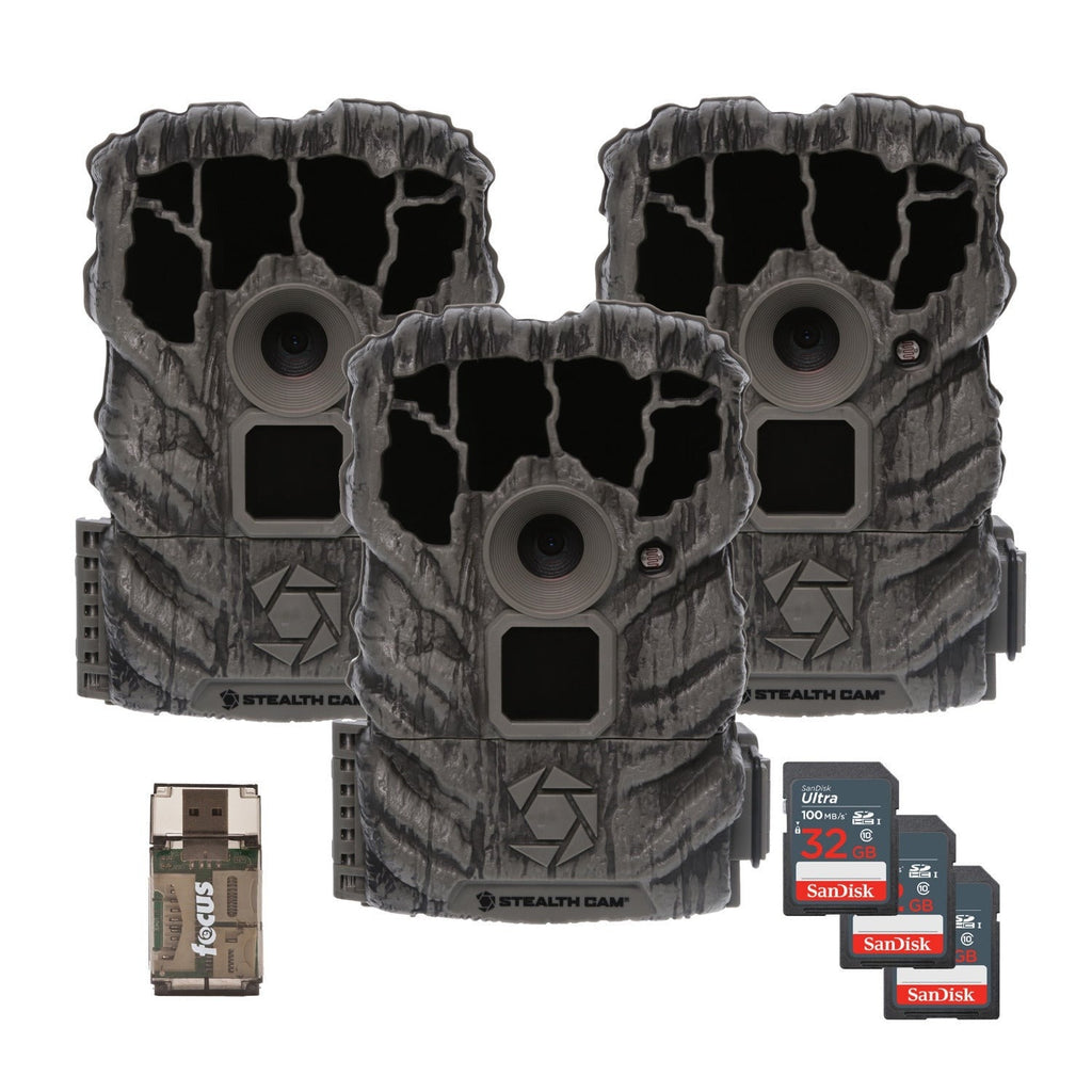 Stealth Cam Browtine 14MP Trail Camera with 32GB Memory Card (3-Pack) Bundle