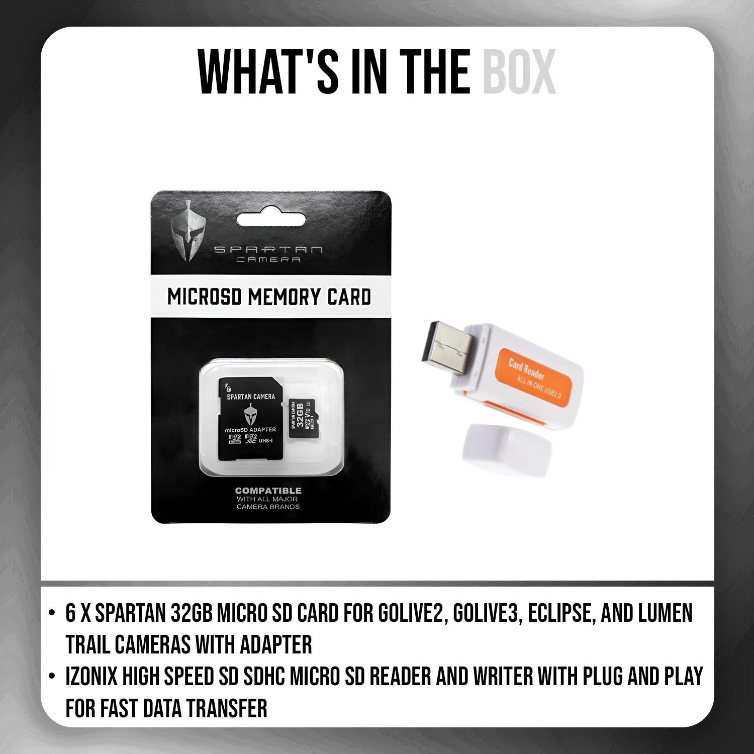 Spartan 32GB Micro Memory Card (6 Pack) with Adapter and Card Reader Bundle