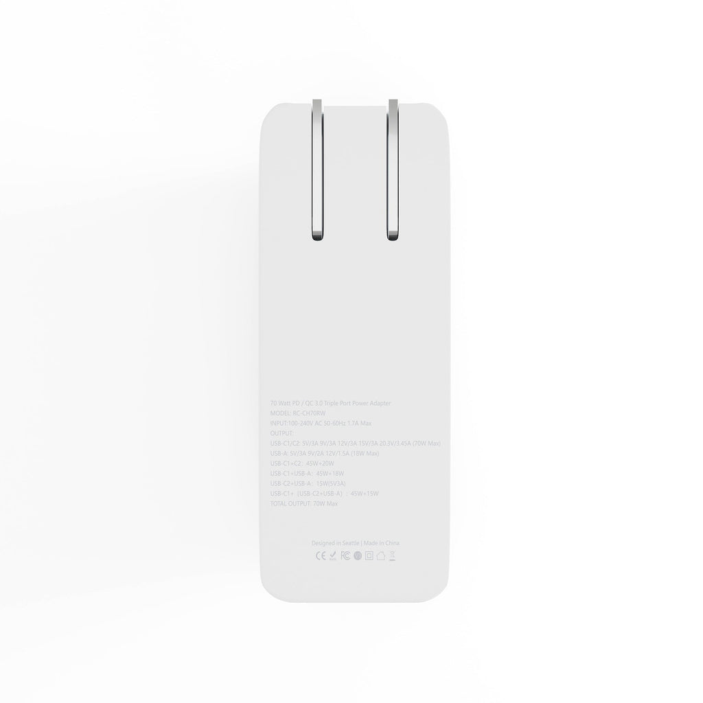 ReelCharge 70W Wall Charger with Retractable USB-C (White)