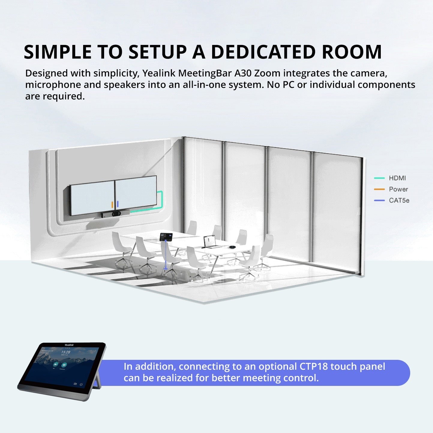Yealink A30 MeetingBar with CTP18 Collaboration Touch Panel Bundle