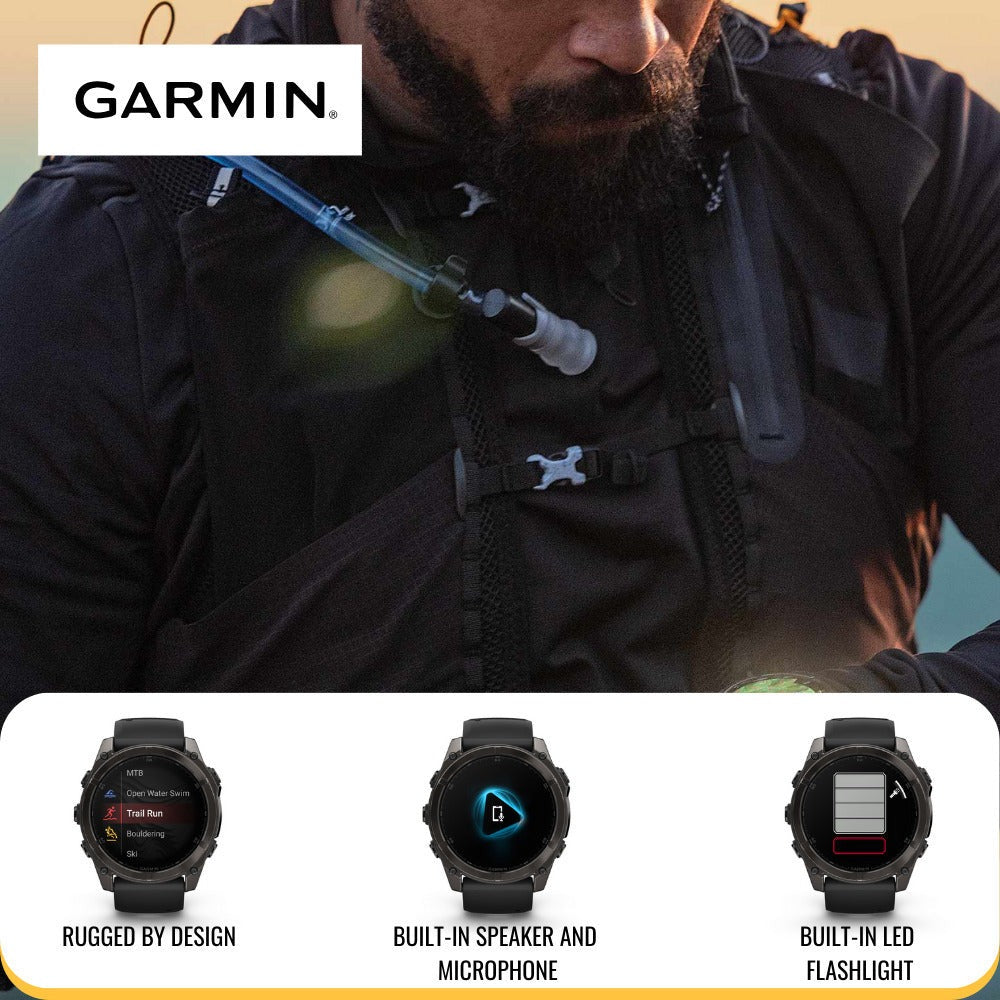 Garmin Fenix 8 AMOLED Sapphire 47mm GPS Smartwatch (Black and Pebble Gray) with Hard Case Bundle