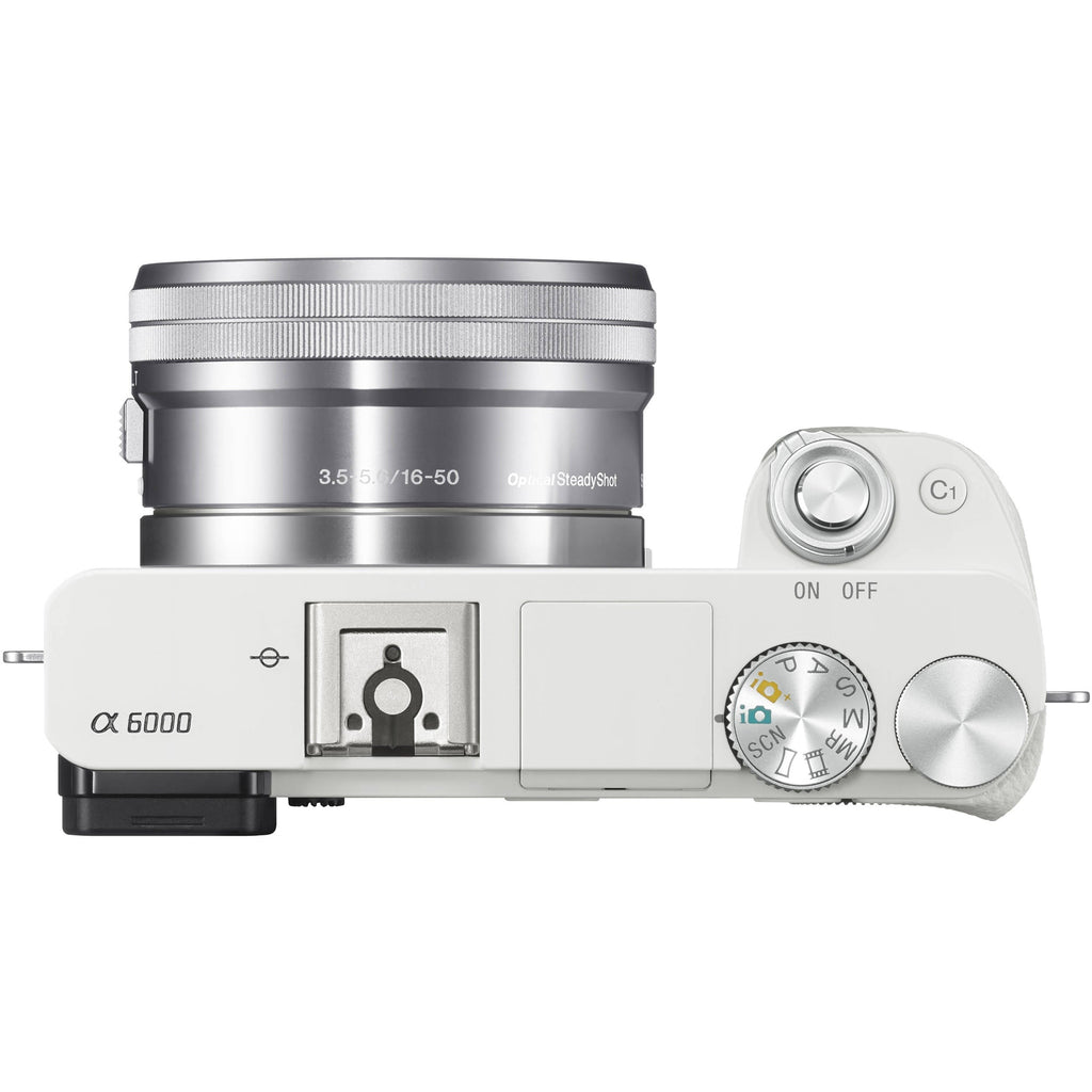 Sony Alpha a6000 24.3MP Mirrorless Digital Camera with 16-50mm Lens (White)
