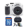 Kodak PIXPRO AZ252 16MP Digital Camera (White) with 32GB SD Card and Case Bundle