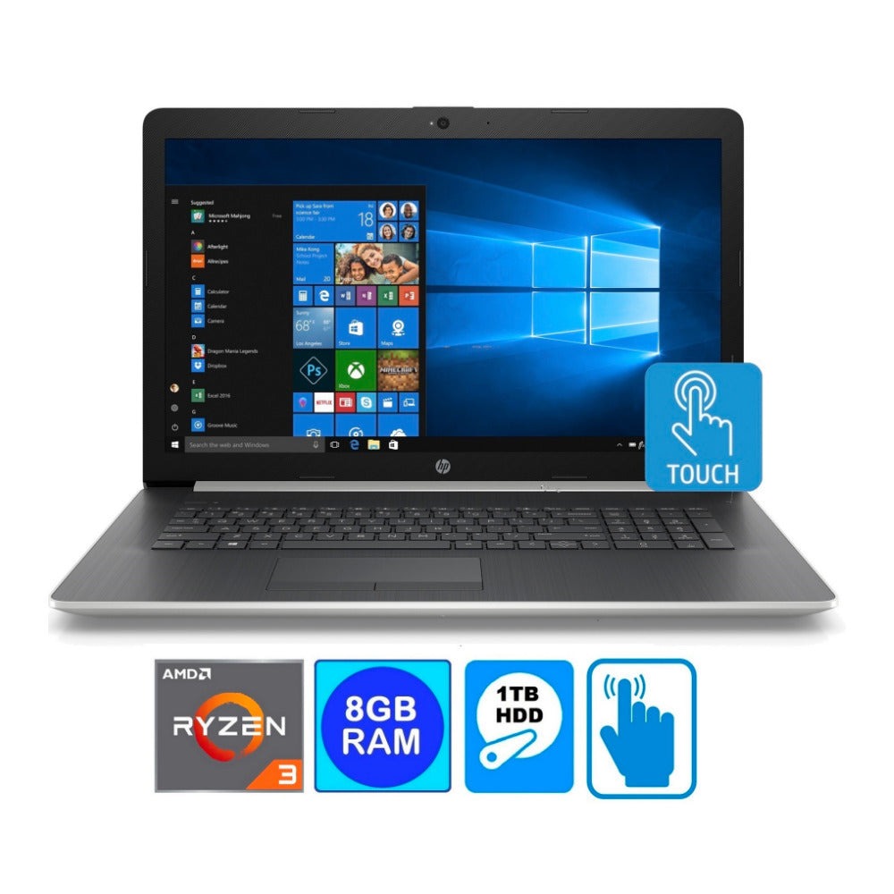 HP 17-CA0011 17.3" Touchscreen Laptop, AMD Ryzen 3 2300U, 8GB RAM, 1TB HDD (Certified Refurbished)