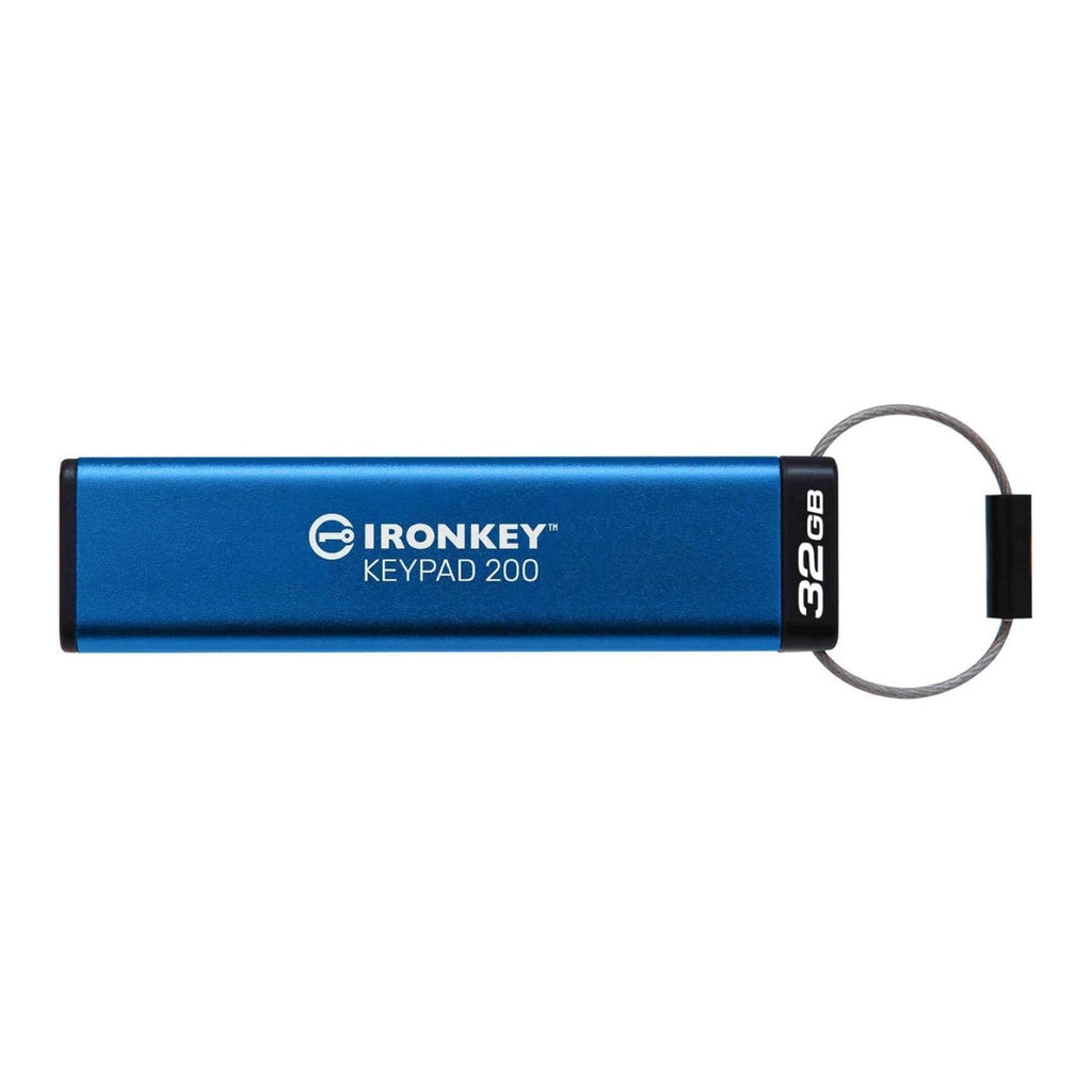 Kingston IronKey Keypad 200 Series 32GB USB-A Encrypted Flash Drive (Blue)