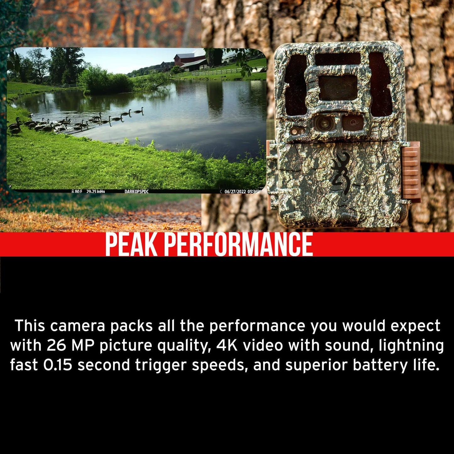 Browning Trail Cameras Dark Ops FHDR 26MP 4 Infrared LED Night Vision Camera with Memory Card Bundle