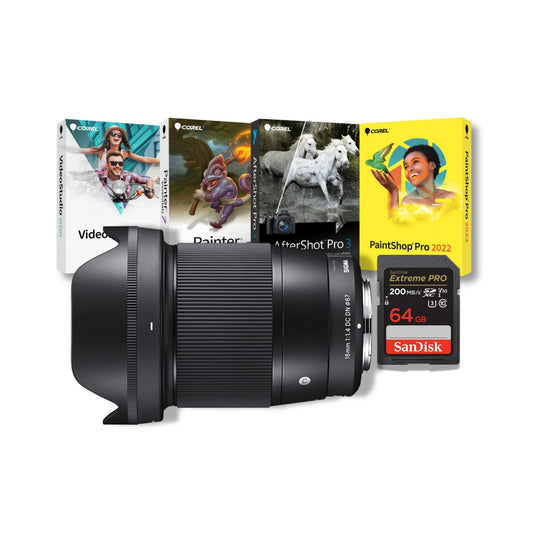 Sigma 16mm f/1.4 Contemporary DC DN Prime Lens (Sony E) Bundle