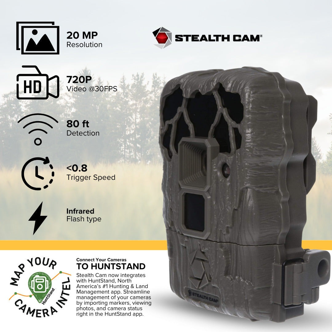 Stealth Cam 20MP Trail Camera with 60 Feet Range Detection and 720P Video (2-Pack) x 6 Bundle