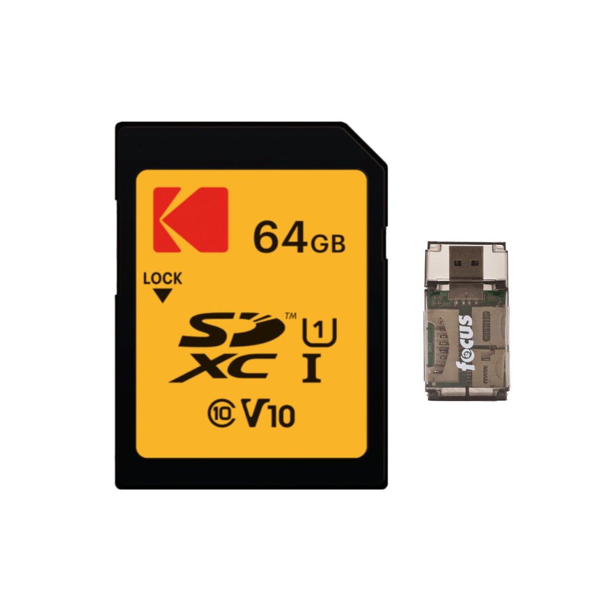 Kodak 64GB SD Class 10 UHS-I U1 V10 Full HD Memory Card with Reader Bundle