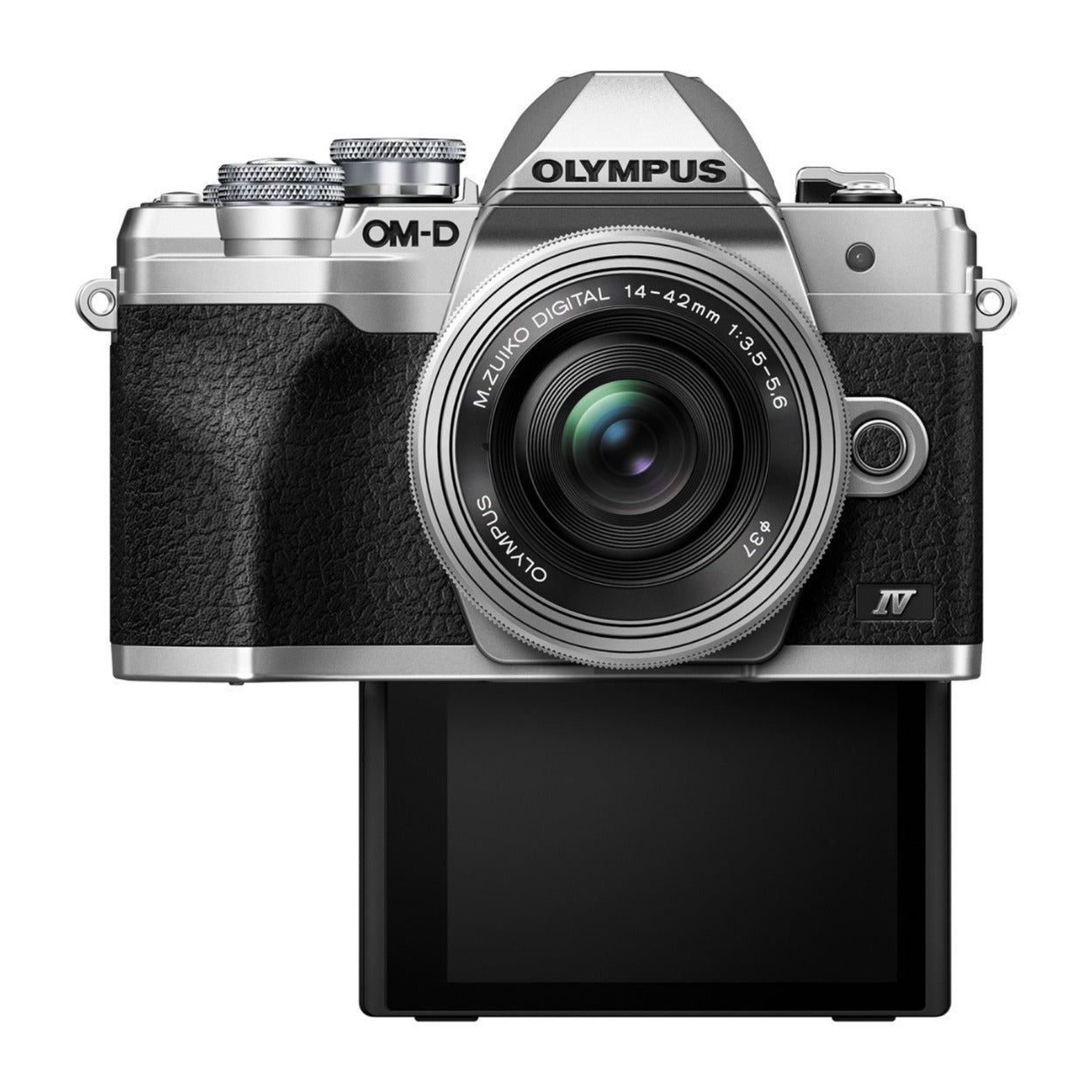 OM System OM-D E-M10 Mark IV Camera with 14-42mm EZ Lens (Silver) Bundle with 128GB Memory Card