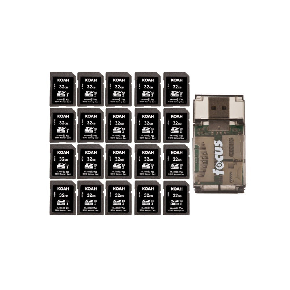 Koah Ultimate 32GB SDHC Memory Card (20-Pack) with High Speed Card Reader