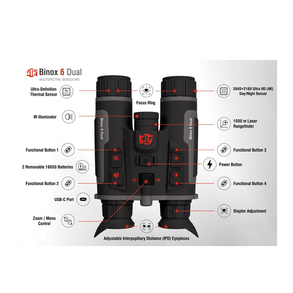 ATN Binox 6 Dual Multispectral Binoculars with Thermal 640x512 Sensor