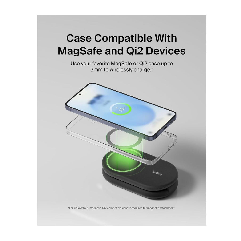 Belkin 2-in-1 Magnetic Foldable Wireless Charger 15W for IPhone (Black)