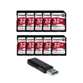 Kingston Canvas React Plus 32GB U3 V90 SD Memory Card (10-Pack) with Card Reader