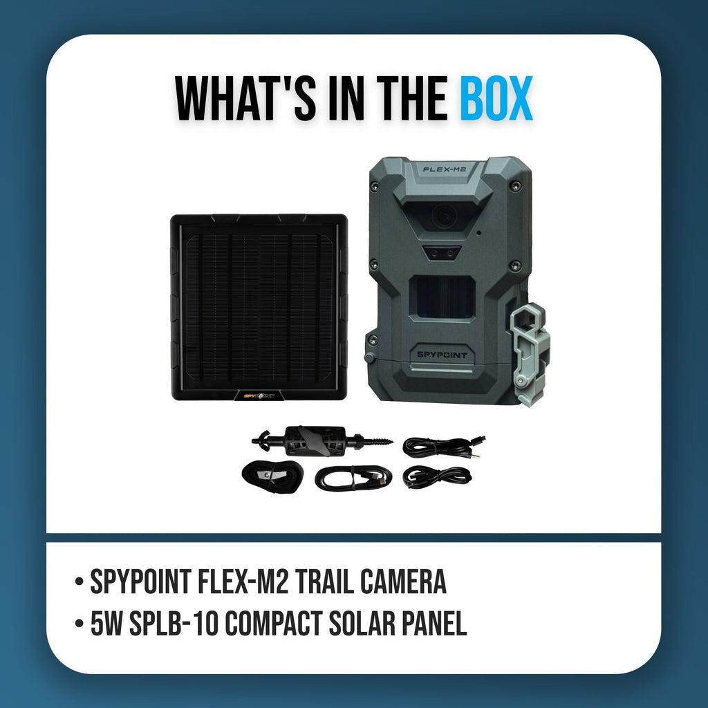 Spypoint FLEX-M2 32MP Trail Camera Bundle with 5W SPLB-10 Compact Solar Panel