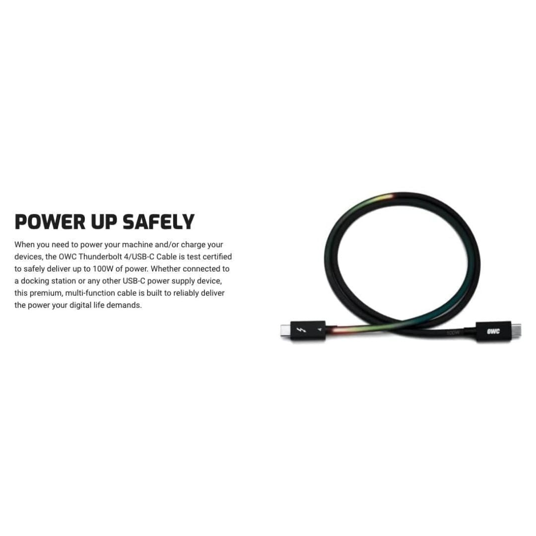 OWC 79-Inch Thunderbolt 4 and USB-C Cable with 40 GBPS Data Transfer and 100W Power Charging (Black)