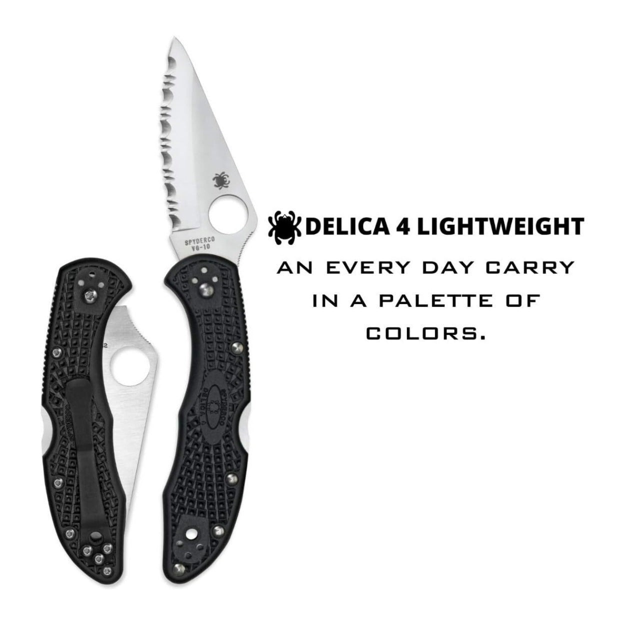 Spyderco Delica 4 Lightweight Serrated SpyderEdge Signature Folding Knife with FRN Handle (Black)