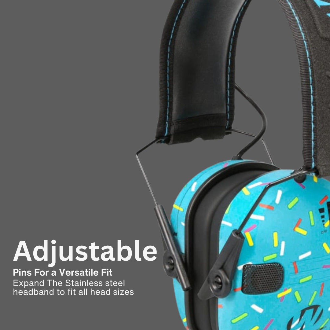 Walker's Razor Digital Ear Muffs (Blue Sprinkles) Bundle with Accessories