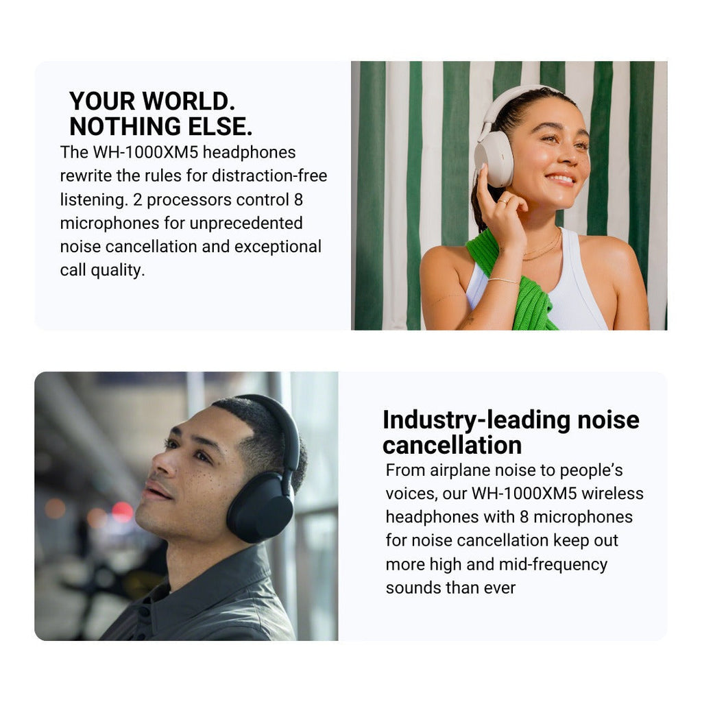 Sony WH-1000XM5 Wireless Noise Canceling Over-Ear Headphones with Sony Earbuds